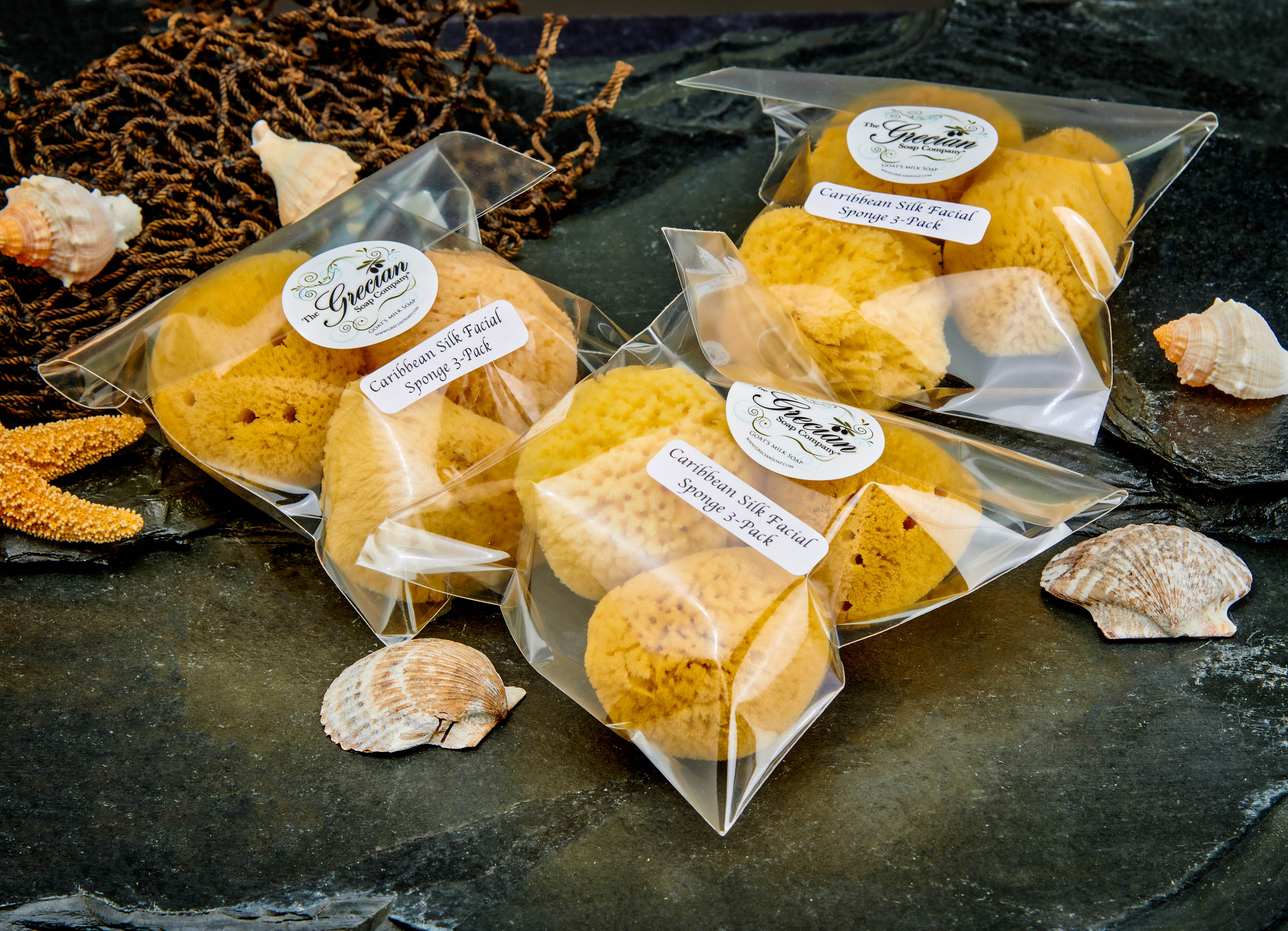 Nat. Caribbean Silk Facial Sponge 3-Pack